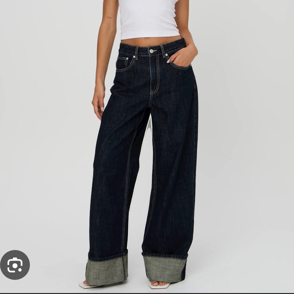 glassons fold up hem jeans raw indigo size 6